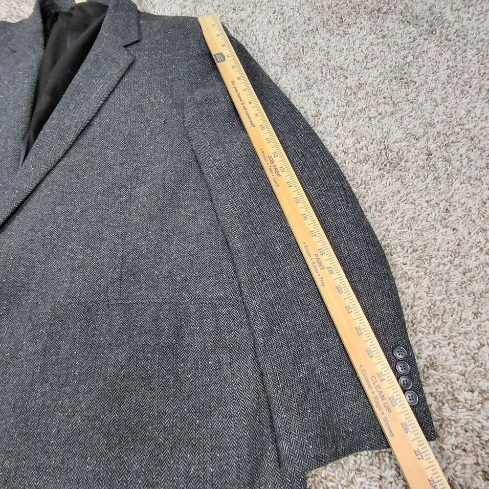 Oak Hill Blazer Mens 3XL 54/56R Grey Herringbone Wool Blend Two Button Sport
